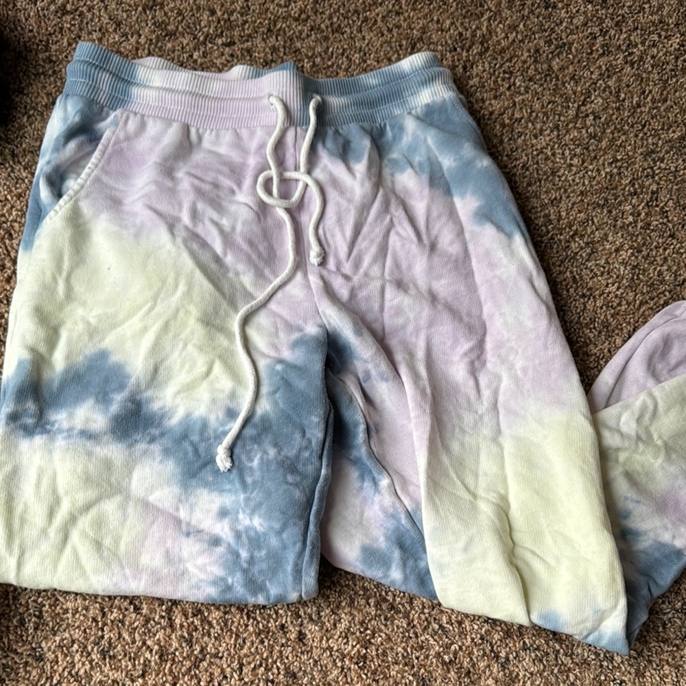 American Eagle Outfitters Blue and Purple Tie-Dye Joggers